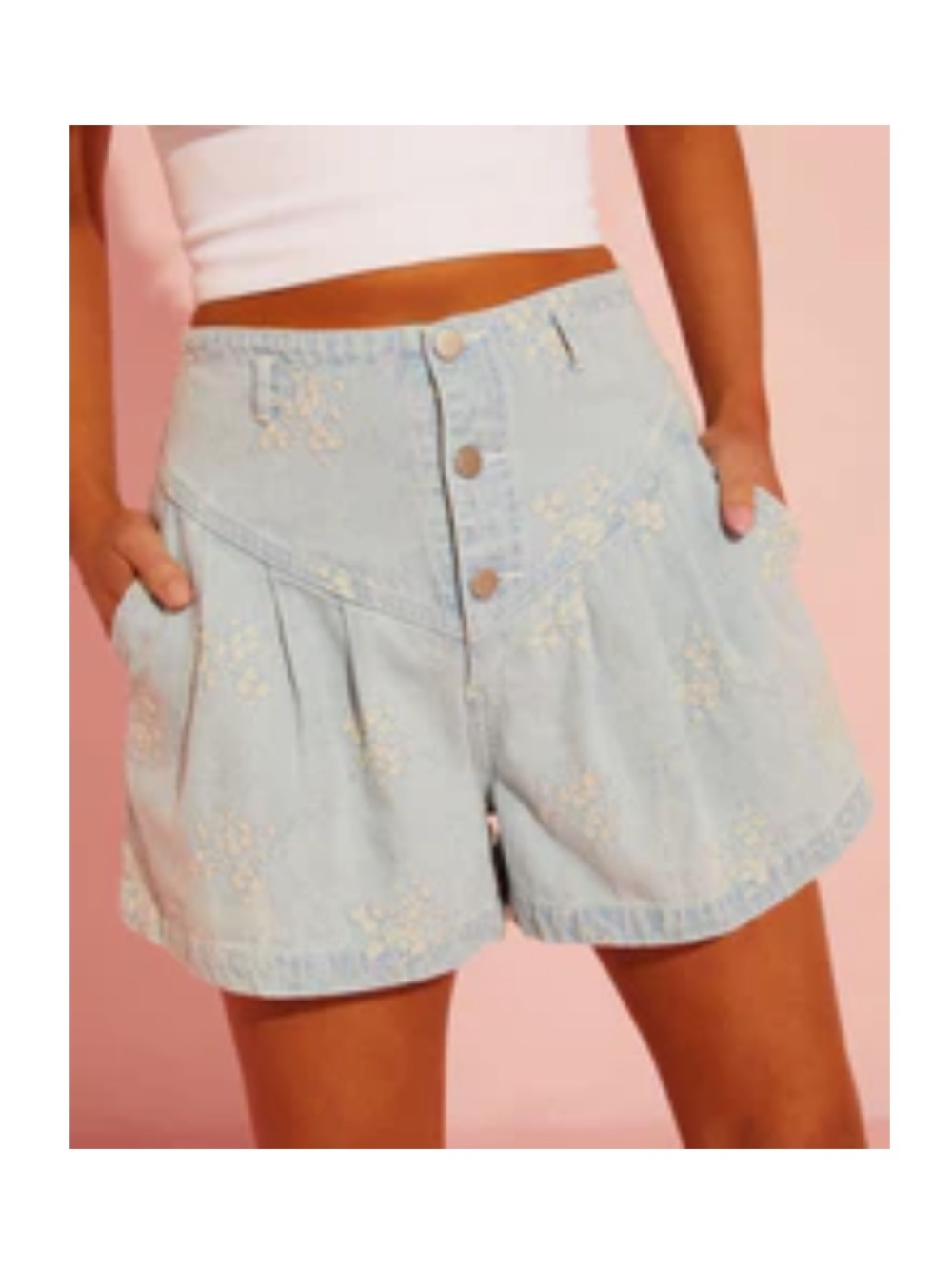 NWT! Light Wash Embroidered High-Rise Women’s Shorts